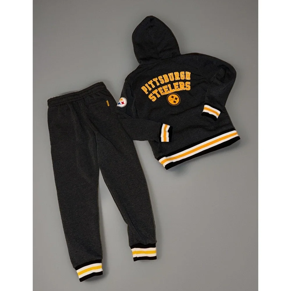 Pittsburgh Steelers Nfl Apparel Youth M 10/12 Hoodie & Pants Set‎ Outfit Gray